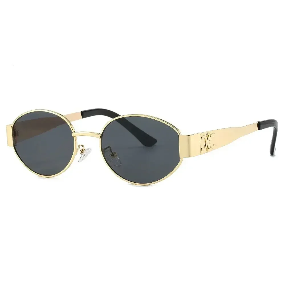 New Cross Border New Oval Sunglasses Hot Style Lens Small Round Metal Fashion Sunglasses for Men and Women