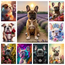 Cute French Bulldog Puppy Diamond Painting Cross Stitch Puzzle Printed Mosaic Embroidery Set House Decor 5D DIY Art New Novelty