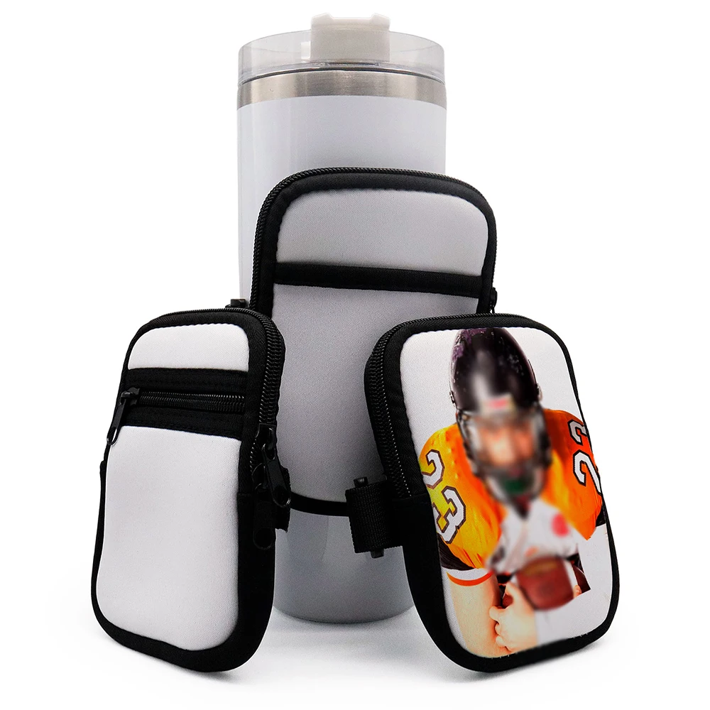 

12pcs Neoprene Sublimation Blank Water Bottle Pouch for 40oz Tumbler Zipper Pouch with Adjustable Strap Phone Holder