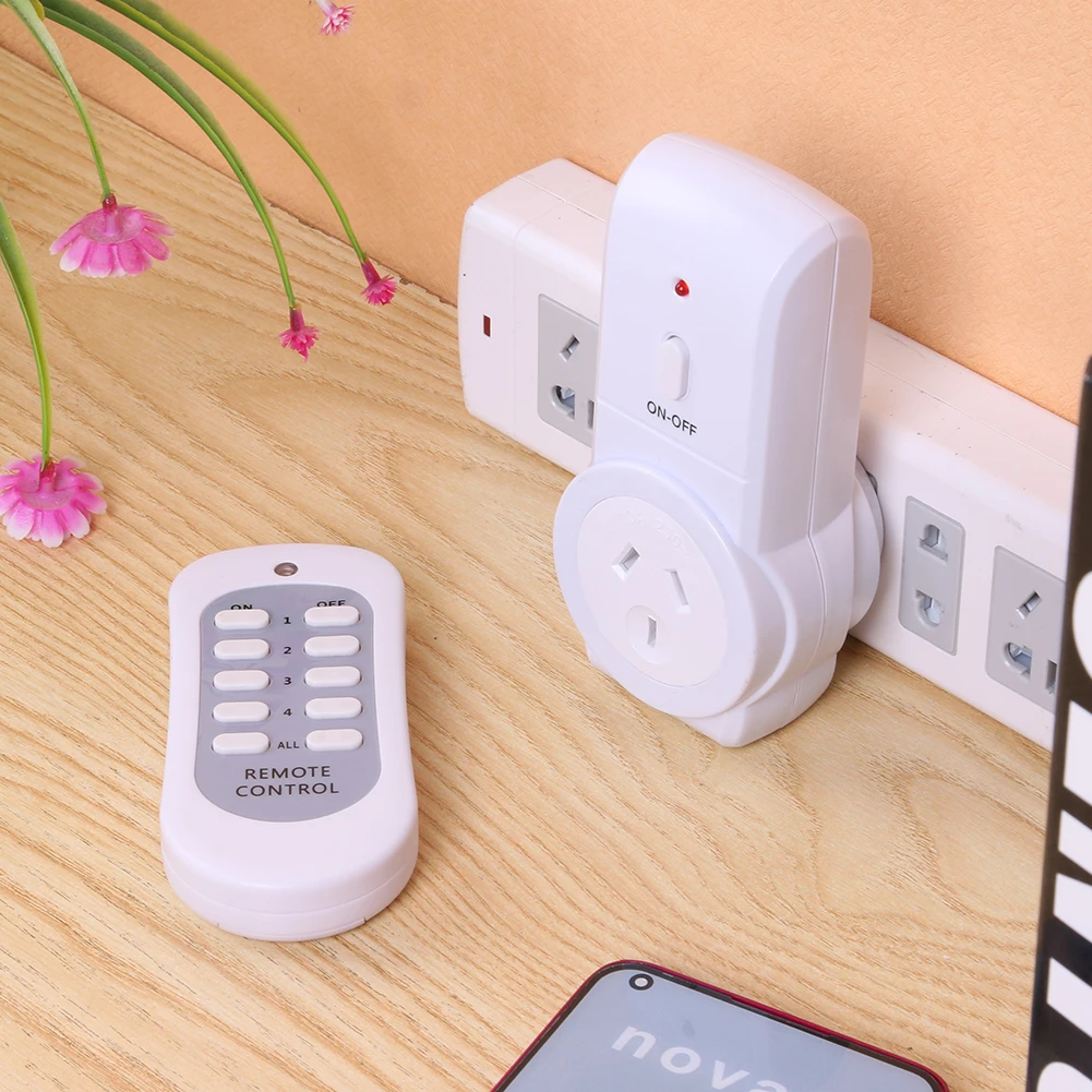 433.92MHz Remote Control 240V 50Hz 10A Wireless Remote Control On/Off Wireless Remote Control Socket Portable for Home Kitchen