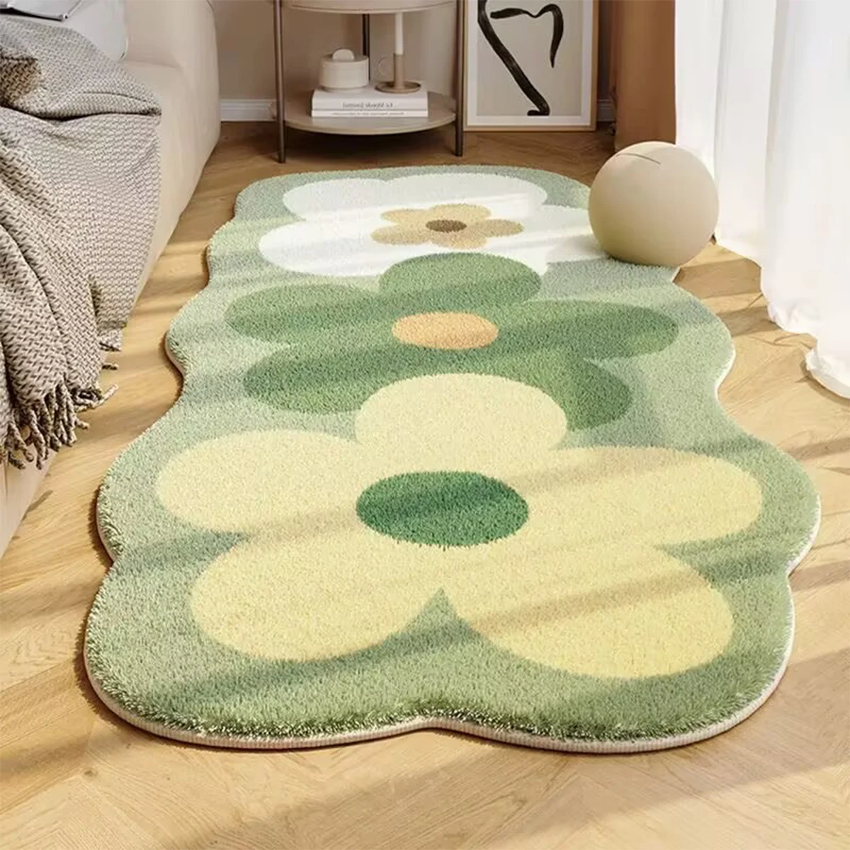 

Bedroom Carpet Bedside Floor Mat Pink Flower Rug Cute Fluffy Soft Foot Mats Sweet Japanese and Korean Style Home Decoration Rugs