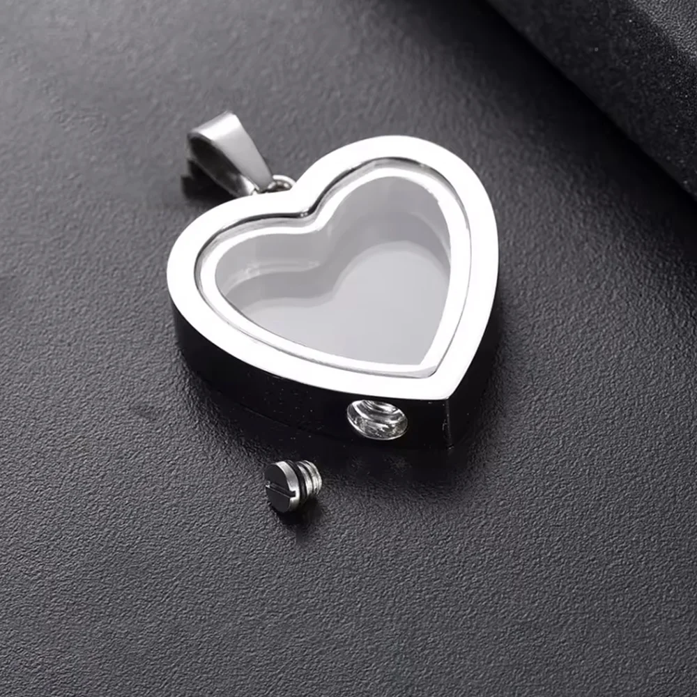 Glas Feuerbestattung Schmuck Halskette für Asche Herz Memorial Medaillons für Asche Edelstahl Andenken Urne Asche Anhänger – Detail 3