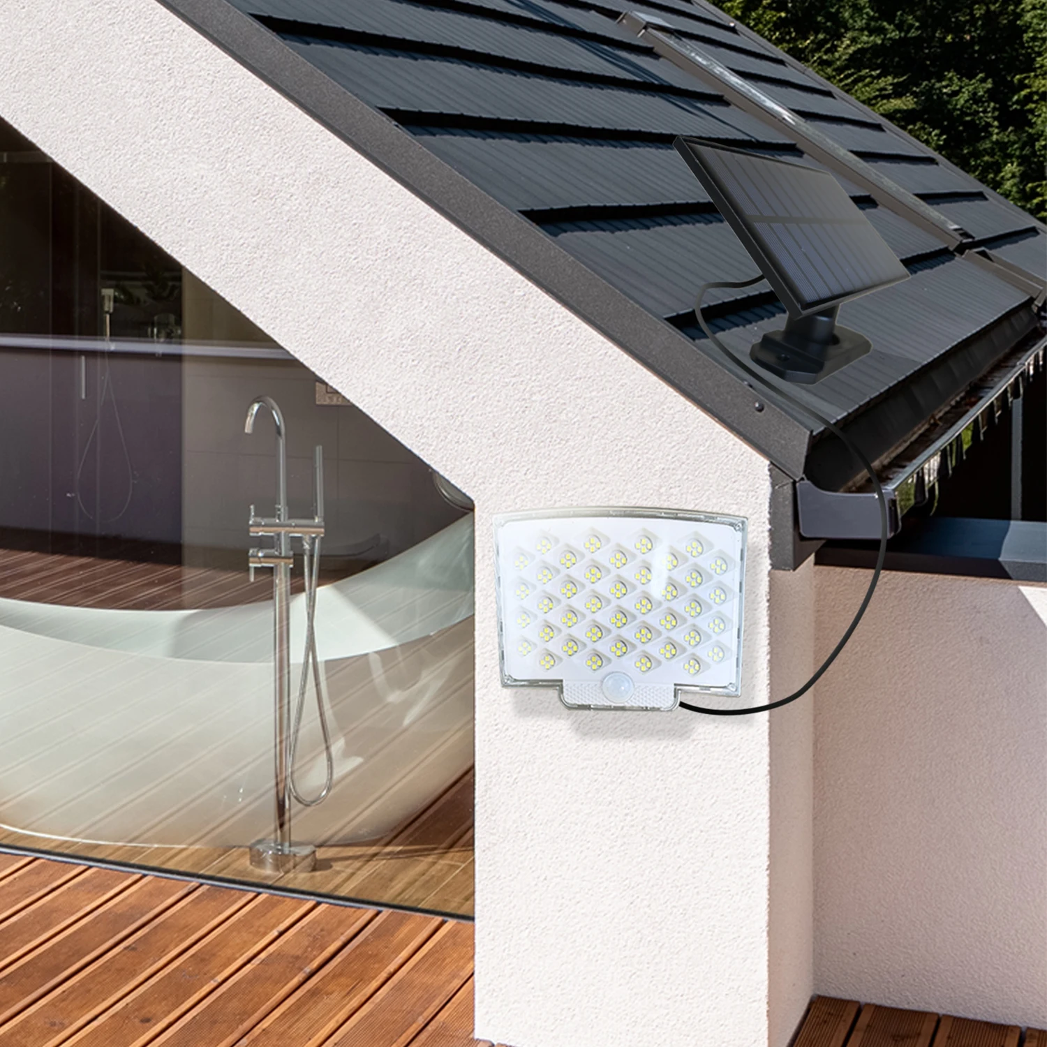 160 LED سبليت أضواء الحديقة الشمسية مصنع ملء ضوء PIR محس حركة 3 طرق مصابيح الطاقة الشمسية لحديقة فناء خارجي الديكور #6