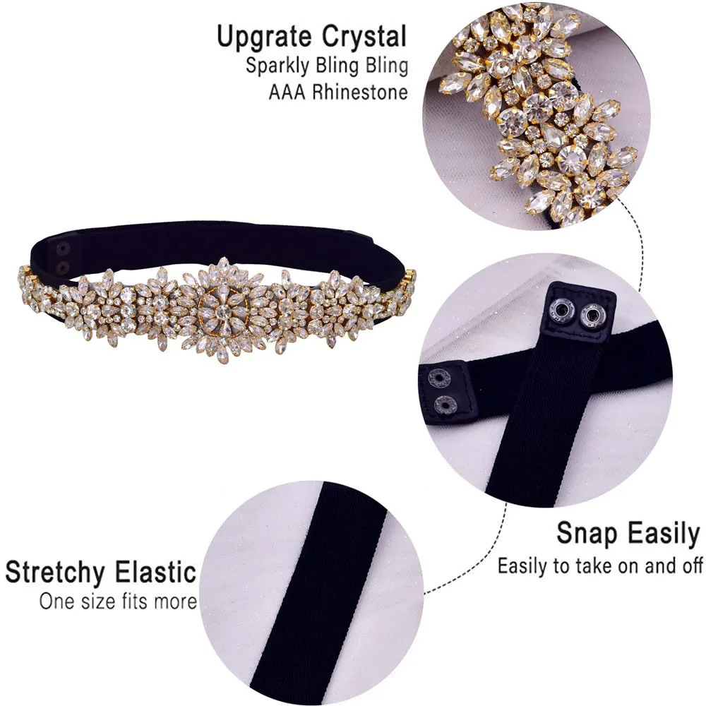 Wedding Accessories Stretch Waistband Fashionn Party Slim Fit Rhinestone Girdle Belt Luxury Design Elastic Belly Belts Women