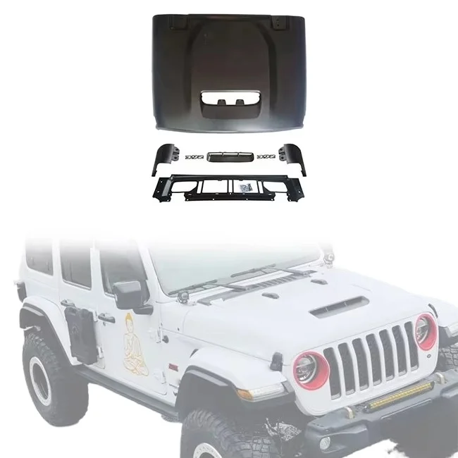 

4x4 Accessories 392 Engine Hood Cover Bonnet Engine Protecter Steel 2018+ for Wrangler JL Gladiator JT