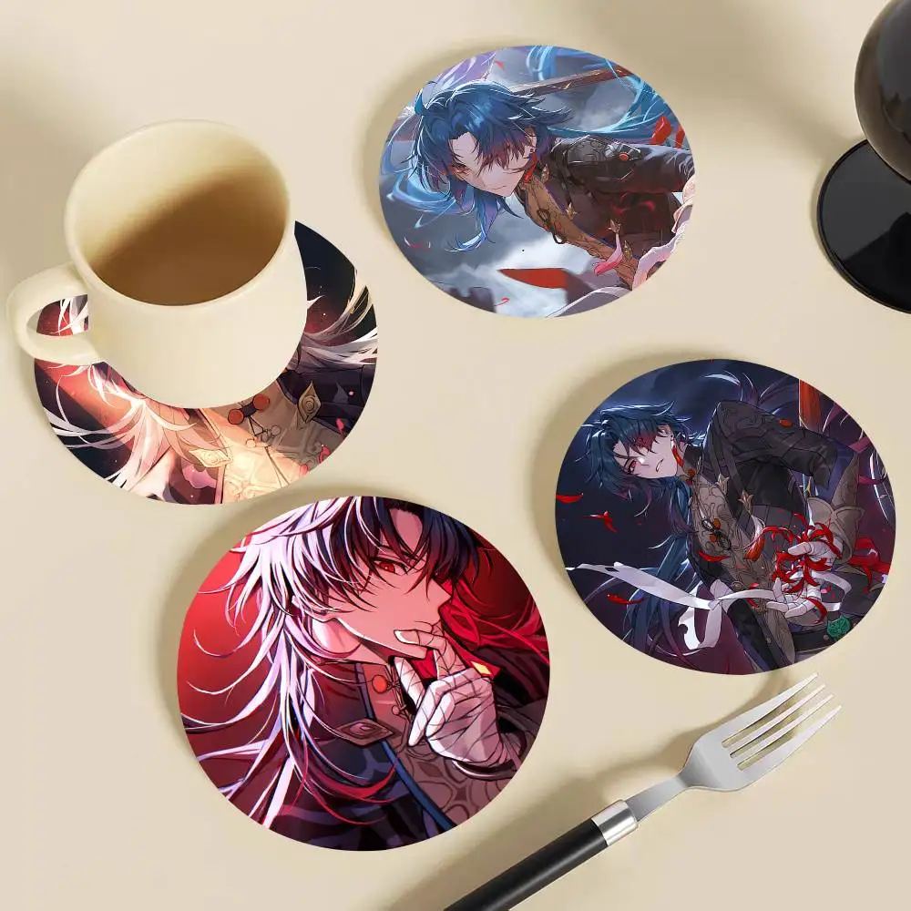 Anime Game Honkai Star Rail Blade Round Wooden Coasters Suitable For Restaurants And Coffee Home Gift Choice Holidays