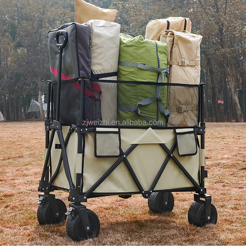 カスタマイズ可能な大容量折りたたみキャンプビーチトロリーワゴンカートポータブル屋外 OEM サポート付き