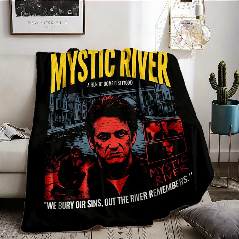 Mystic River Neo Noir Crime Drama Flannel Blanket, Sean Penn Clint Eastwood Film Graphic Flannel Throw