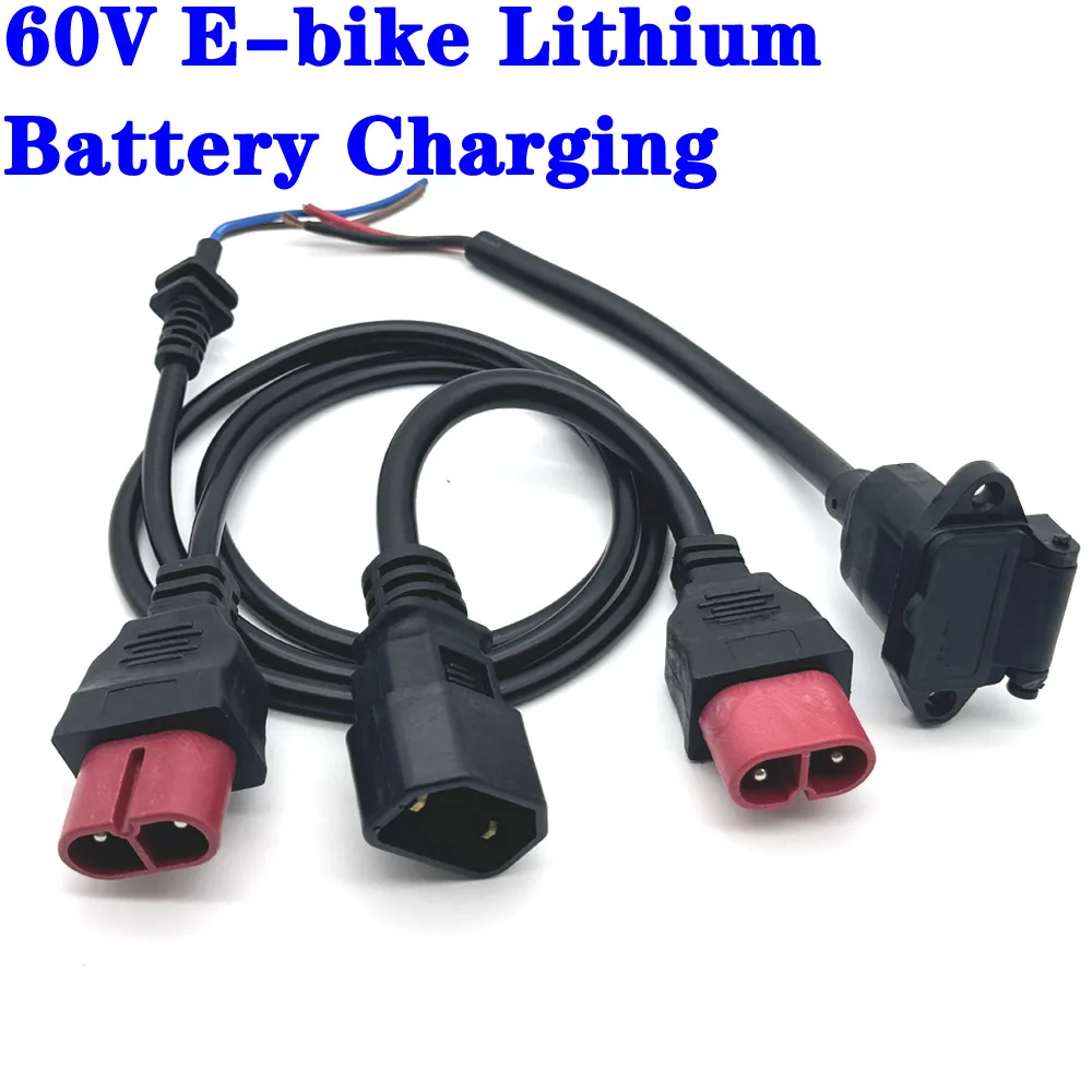 

60V E-bike Lithium Battery Charging Interface Replacement Plug Socket with Wire Electric Vehicle Charger Connector Adapter