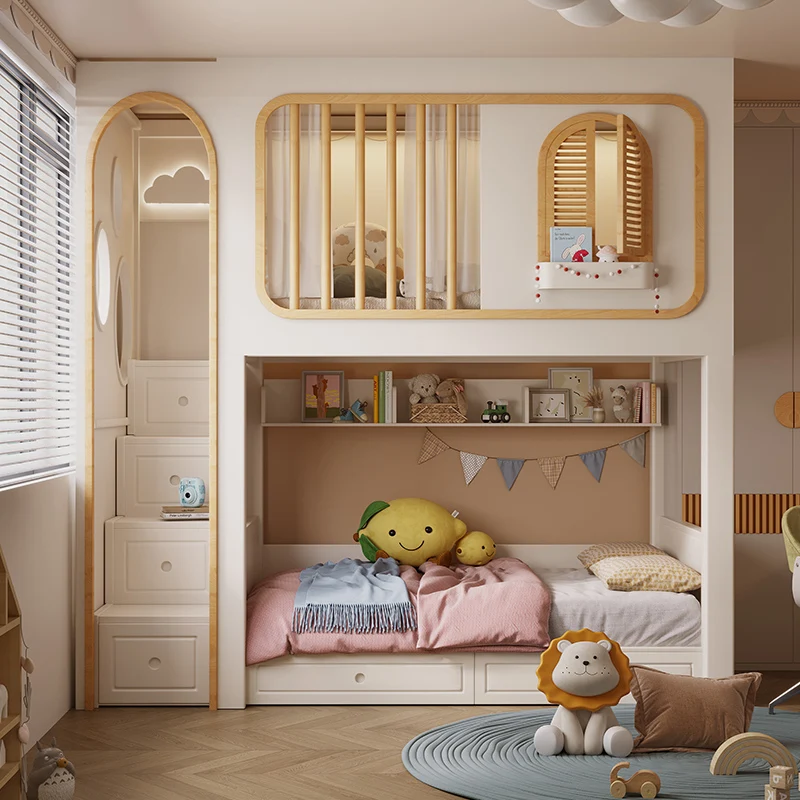 Toddler Bed Childrens Bunk Baby Crib Bassinet Montessori Trundle Princess Monster Wooden Hut Mezzanine Cradle Cot Furniture