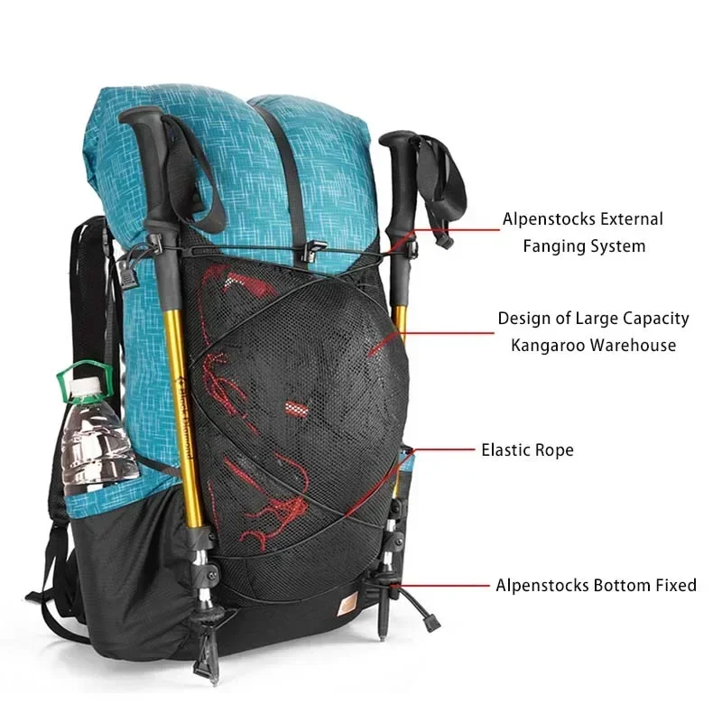 Imagem -02 - Gear-mochila de Acampamento Ultraleve para Homens e Mulheres Bolsa Respirável de Nylon Impermeável Qidian 2.0 Moda Esporte ao ar Livre 40l Mais 16l 3f ul