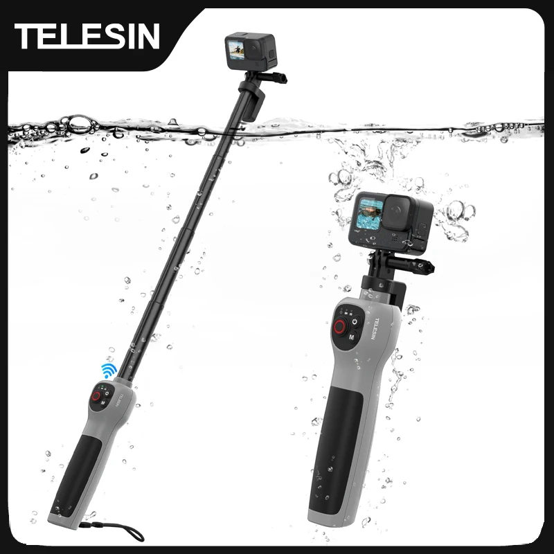 TELESIN Underwater Selfie Stick Waterproof Diving Extendable Selfie Stick Wireless Remote Control For Gopro Hero 8 9 10 11 12