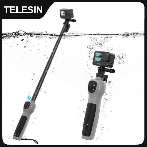 TELESIN-palo de Selfie subacuático, resistente al agua, palo de Selfie extensible, Control remoto inalámbrico para Gopro Hero 8 9 10 11 12 13