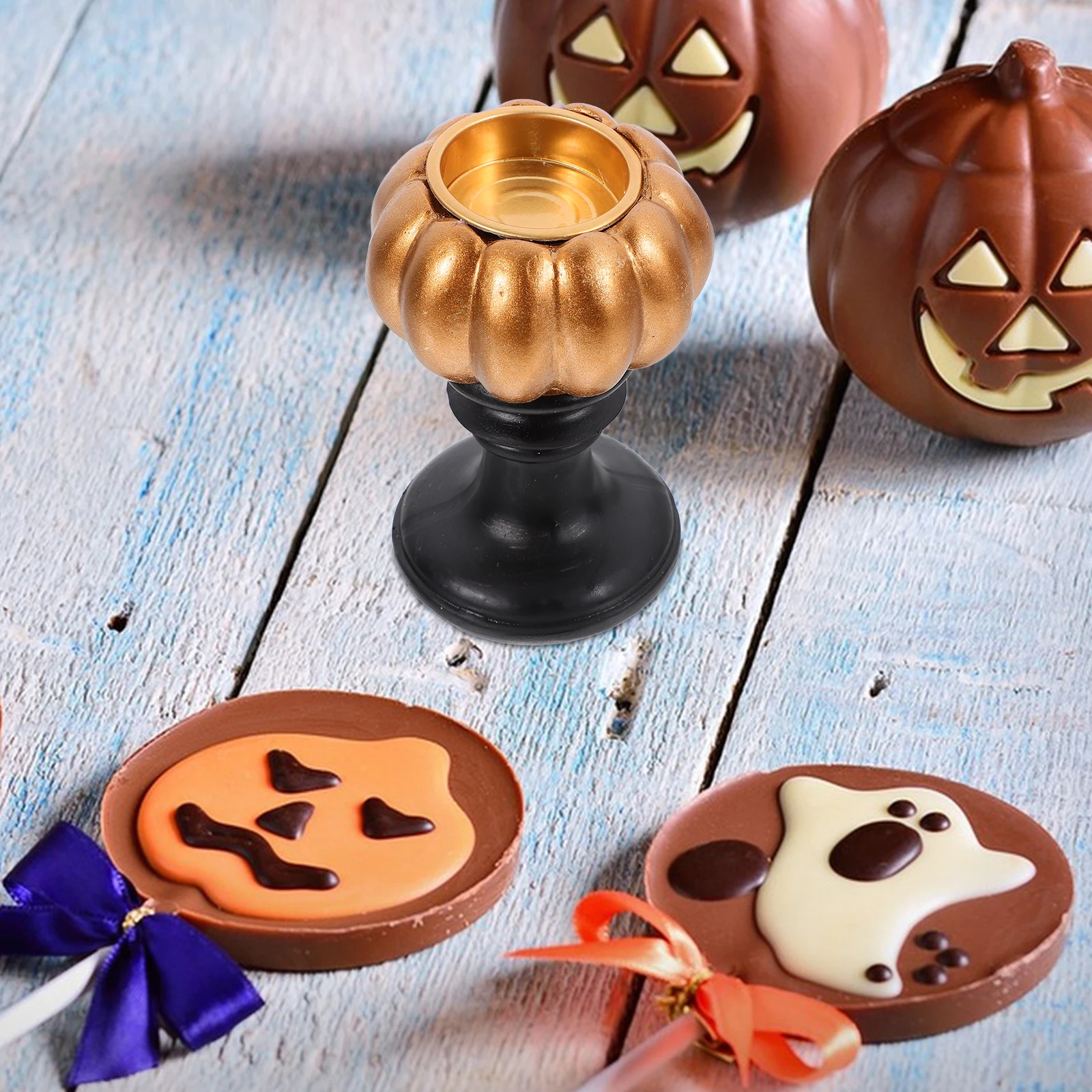 

Fall Pumpkin Candlesticks Autumn Holders Decorate Resin Halloween Decorations Indoor