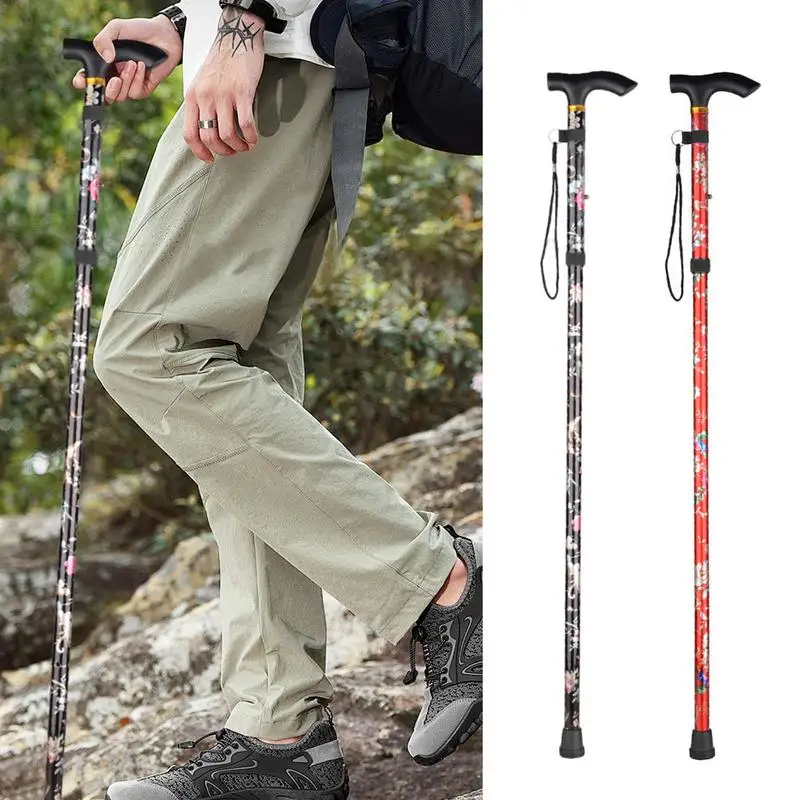 Foldable Hiking Poles Aluminum Alloy Folding Trekking Poles 4 Sections Foldable Hiking Poles Survival Hiking Gear For Trekking