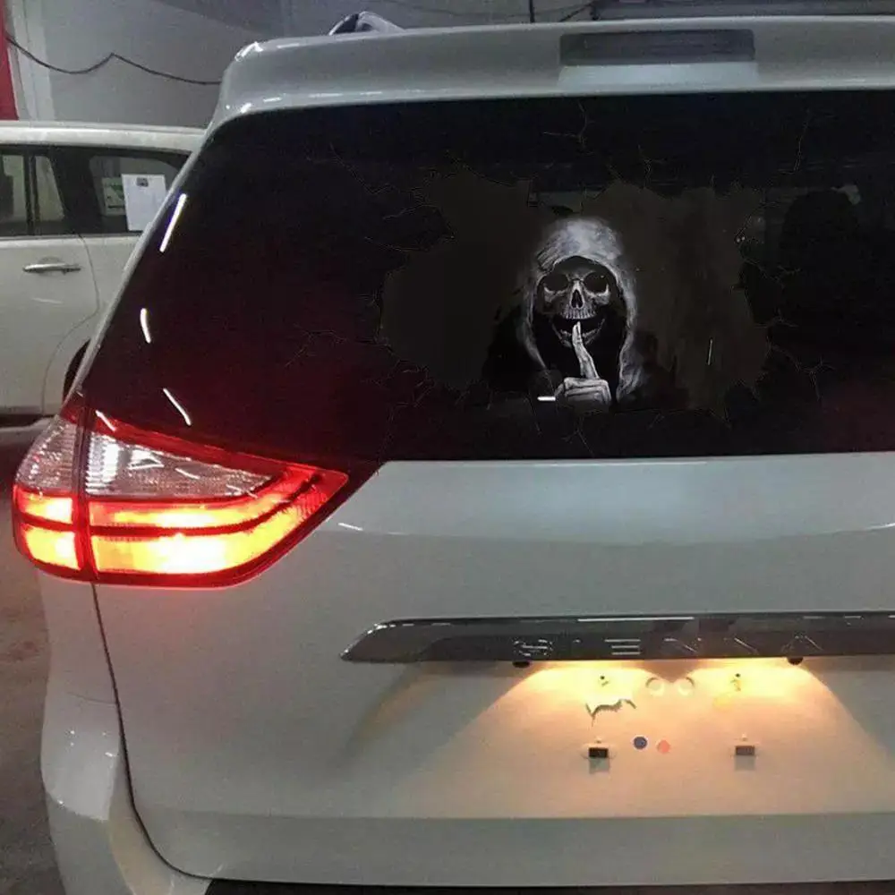 Halloween Skull Sticker Car Rear Windshield Silent Horror Atmosphere Decals Auto Window Festival Decoration Wall Car Stickers