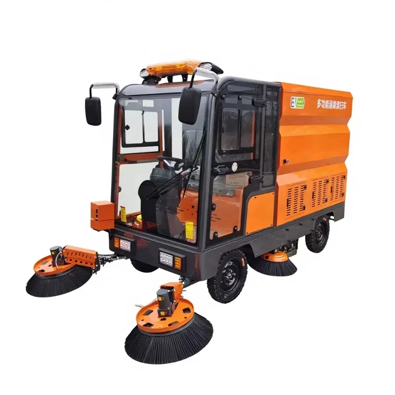 All Closed Cab Electric Street Sweeper Big Waste Box Low Consumption Dust Suppression Equipment For School Square