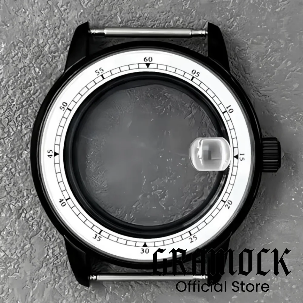 38mm Watch Case NH34/35/36 ETA2824 PT5000 Stainless Steel Diving Case Blue White Black Chapter Ring Sapphire Crytal Screw Crown