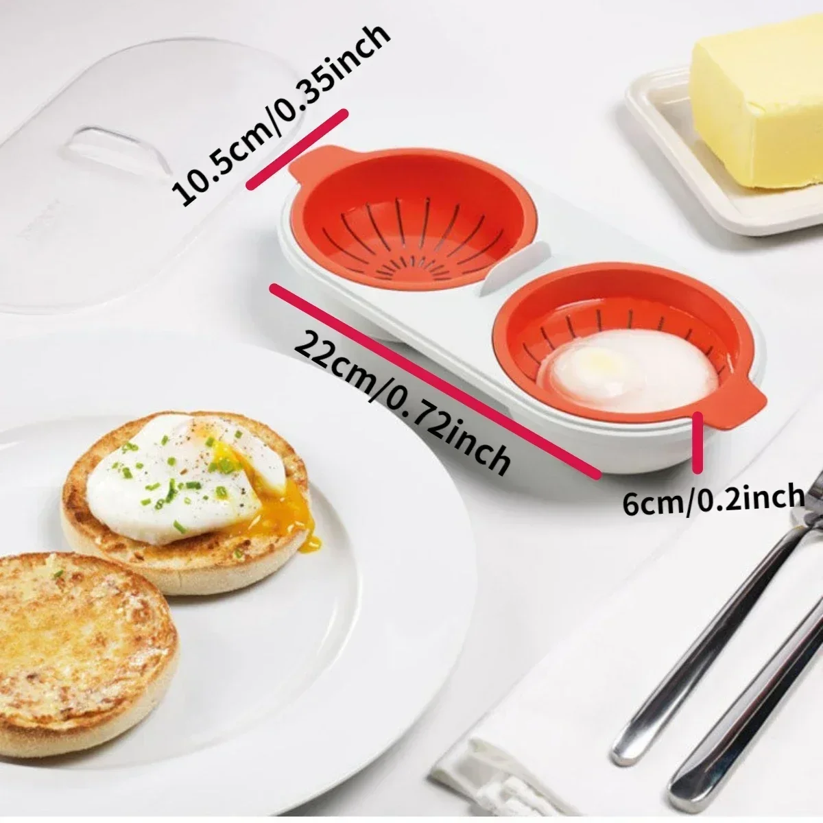 

Draining Egg Boiler Double Cup Egg Boiler Microwave Eggs Stock Layer Egg Cooker Poacher Round Double Innovative Kitchen Tools