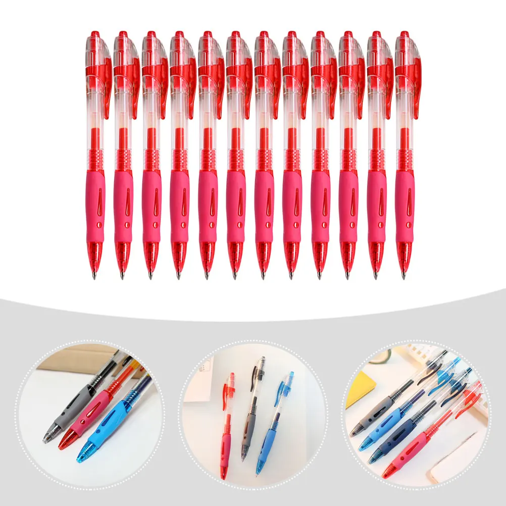 12 Buah Pena Tekan Portabel Rumah Tangga Pelajar Kerja Kantor Anti Selip Halus untuk Pena Kerja Portabel