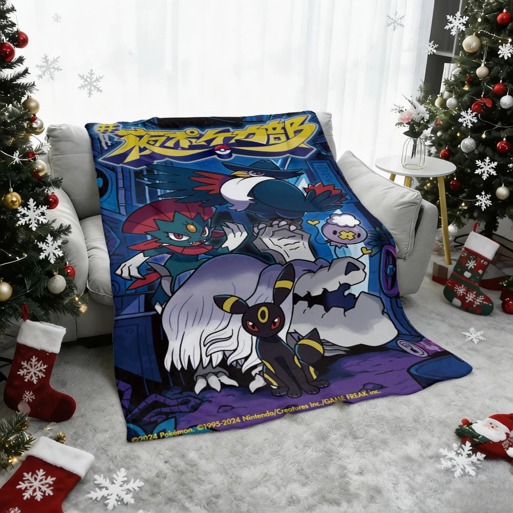 Pokemon Pikachu Gengar Bulbasaur Charmander Squirtle Psyduck Flannel Throw Blanket Soft Warm Blanket for Sofa Bed Home Decor Gif