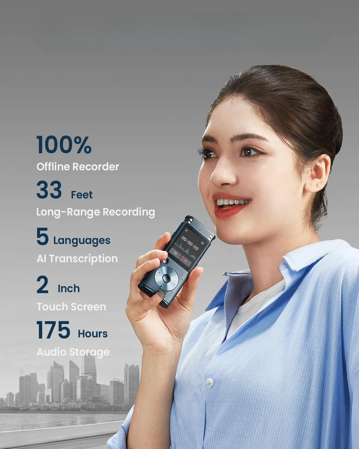 Voice Recorder with Playback, Digital Voice Recording Device with Transcription to Text