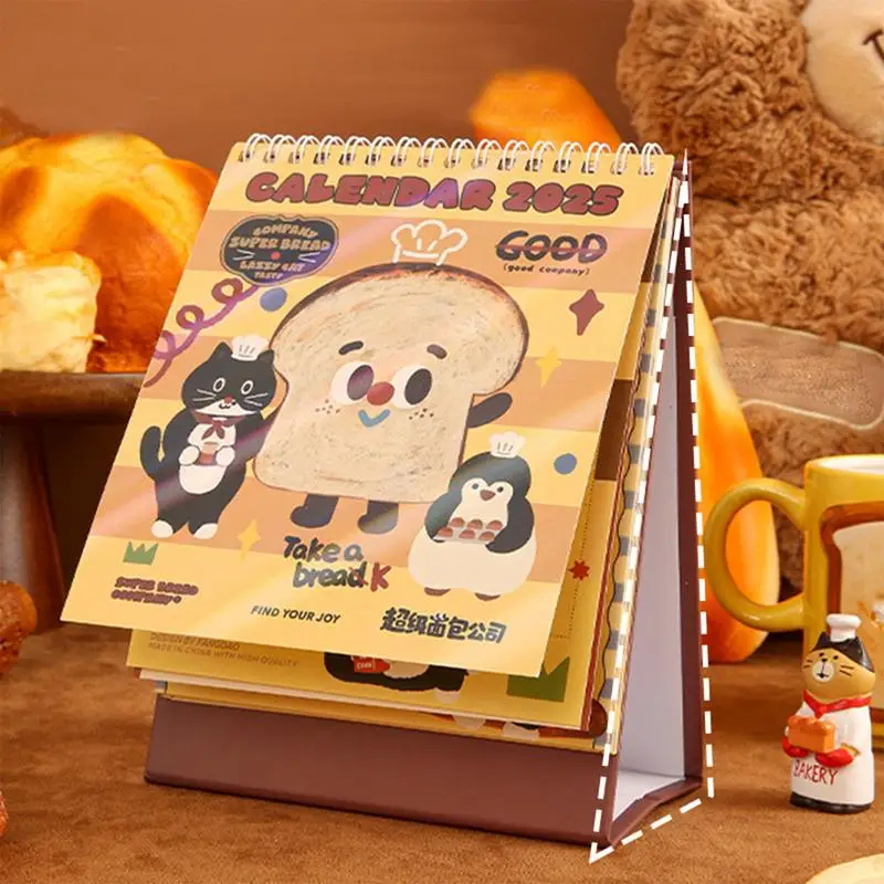 Cute Calendar 2024-2025 For Kids Bread Pattern Design 14 Months Academic Planner Tear-Away Table Calendar 2024-2025 Monthly