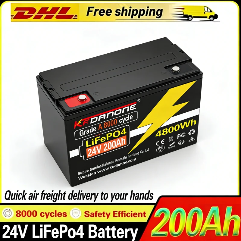 

24V Genuine 24V 100Ah LiFePO4 Battery Low-Temp Protection 6000+ Cycles Perfect for RV Solar Marine Off-Grid Applications