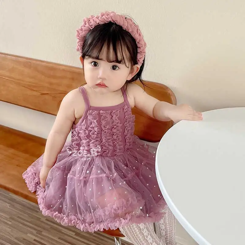 Girls Summer Dress Fashionable Children Princess Tutu Baby Dress Summer Children Strap Fluffy Dress