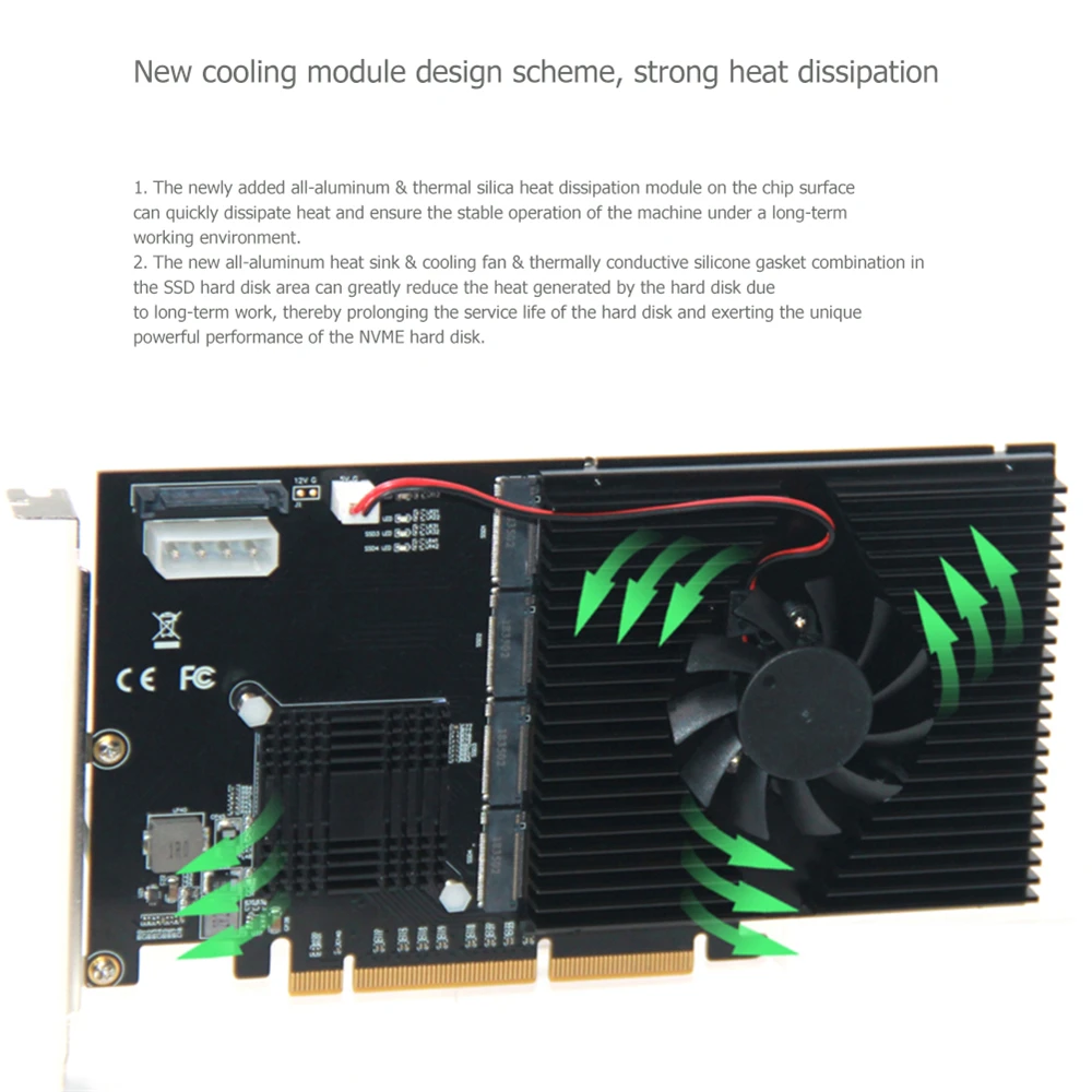 NEW The adapter card PCI-E 16X TO 4P NVMe SSD Support RAIDO PCI-E 16X TO 4PCS M.2 (PCIe protocol)