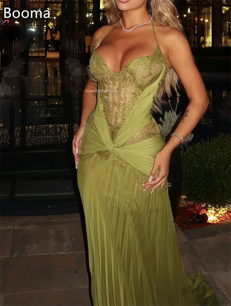 Booma Long Sexy Mermaid Evening Dresses Formal Party Gowns for Women Pleat Lace Sleeveless Elegant Prom Gown Customize 2025 image 5