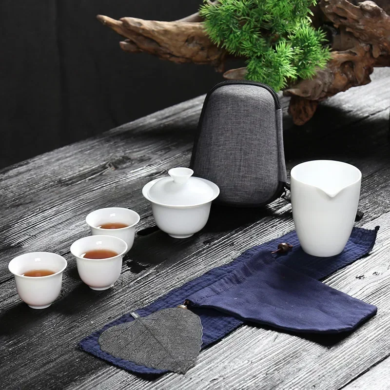 

Ceramic gaiwan tea cup for chinese kung fu travel tea set drinkware with travel bag Free shipping B33