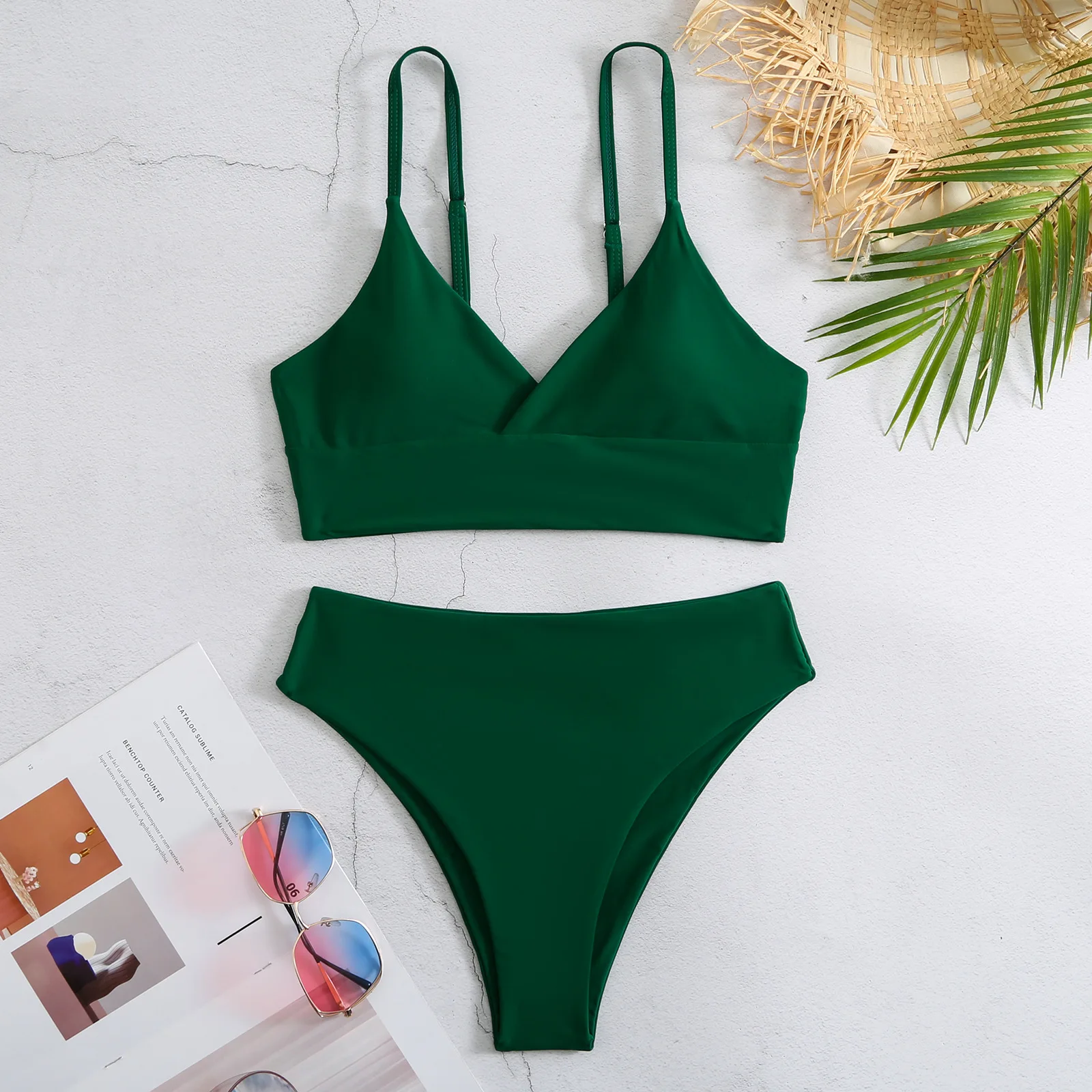 

Bikinis De Cintura Alta Para mujer, Traje De baño Liso Con relleno, Ropa De Playa Para verano, 2023