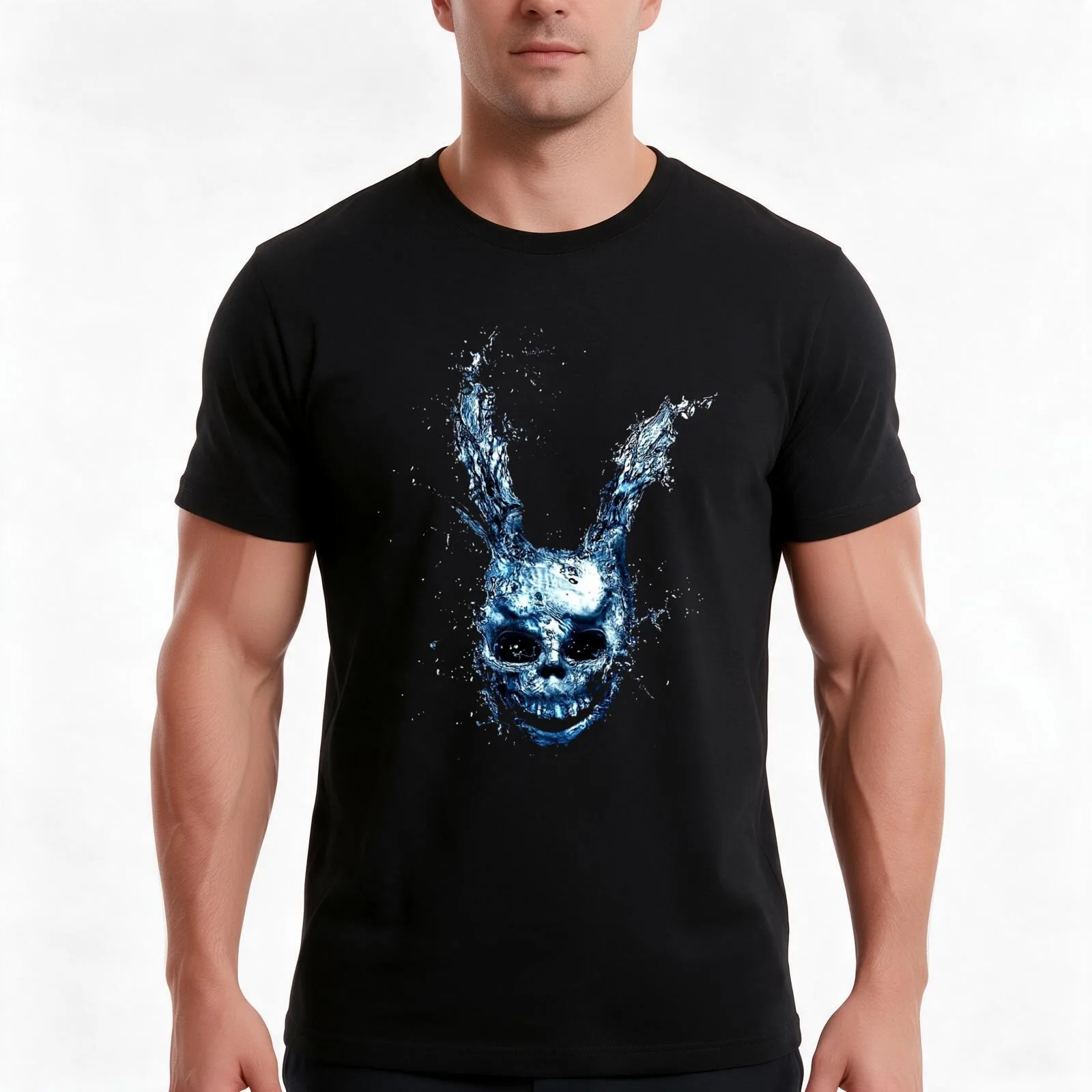 Donnie Darko Rabbit T-Shirt, Summer Casual Cotton Tee, Oversized Streetwear Tops, Vintage Graphic Print, Loose Fit Short Sleeve