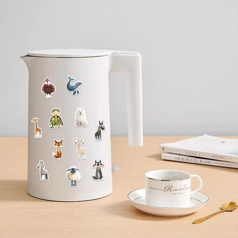 50PCS Cartoon Cute Funny Watercolor Animal Sticker DIY Laptop Phone Luggage Cup Guitar Waterproof Creative Gift Toy Sticker image 5