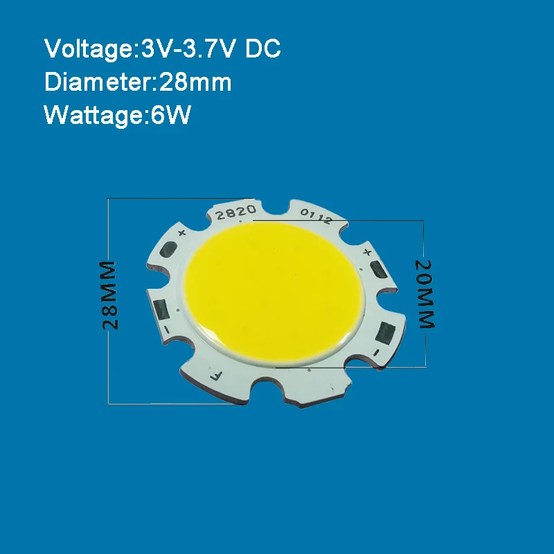 Input 3V 6V 3W - 10W Warm White 4000K LED COB Light + Star Substrate