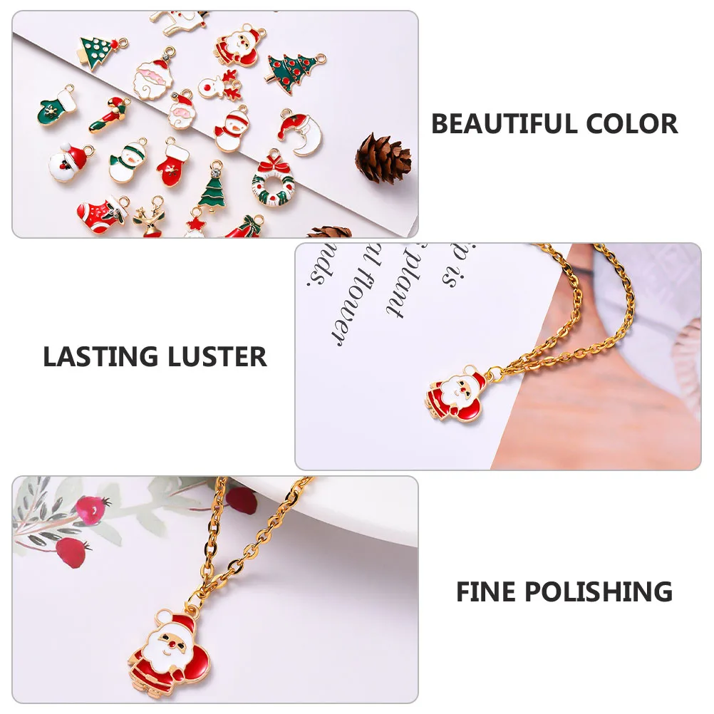 

20 Pcs Christmas Charm Jewelry Accessories Gifts Necklace Accessory Snowman Charms
