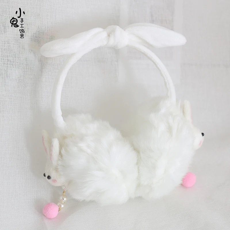 

Japanese rabbit warm earmuffs harajuku cute cartoon kawaii bowknot rabbit ear flaps