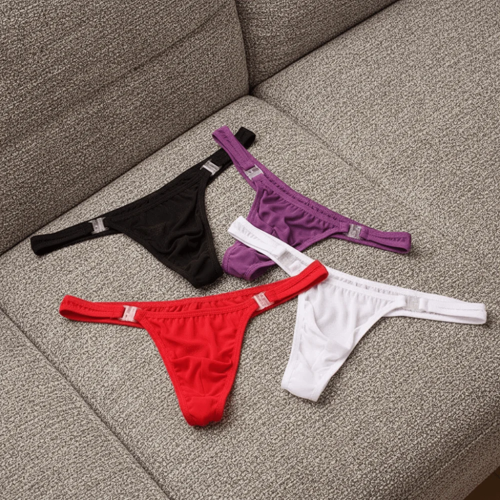 Transparent T-back Male Bikini Thong Briefs Breathable Low Waist Men Underwear Mesh Lingerie Triangle Panties Fitness