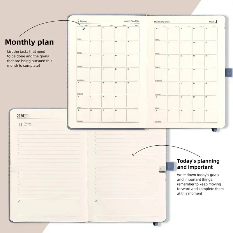 School Weekly 2024 Planner Writing Diary Notebook Calendar Daily Pads Supplies Agenda English Notebooks Office Notepad