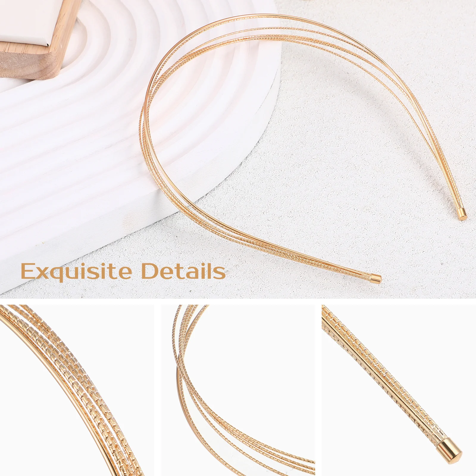 

1pc Multi-Layer Metal Hair Hoop Elegant Simple Headband For Wedding Party Festival Women Hair Decor Accessory