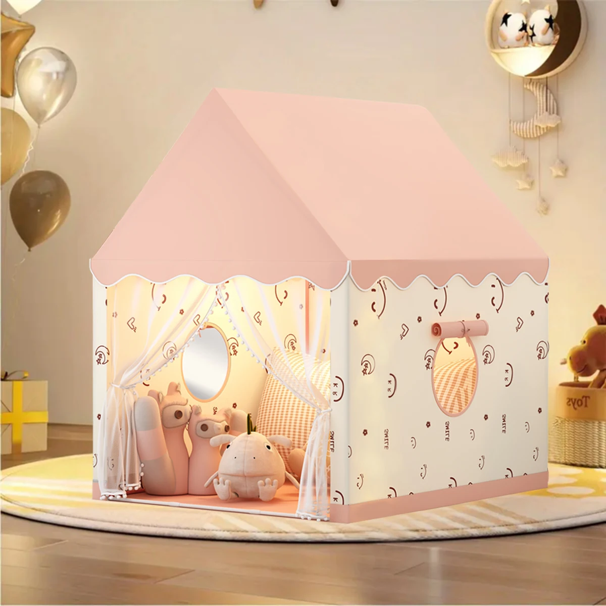 Leuke speelgoedtent voor kinderen, prinsessensprookje speelkasteel, draagbaar speelhuisje voor buiten, geweldig vakantiecadeau voor jongens en meisjes, kerstcadeau, accessoires niet inbegrepen