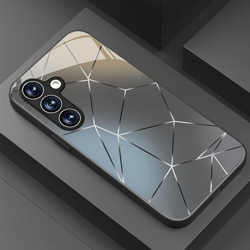 

Flat Luxury Minimalist Business Tempered Glass Phone Case, Suitable for Samsung Galaxy S26/S25/S24/S23/S22/S21 and other models
