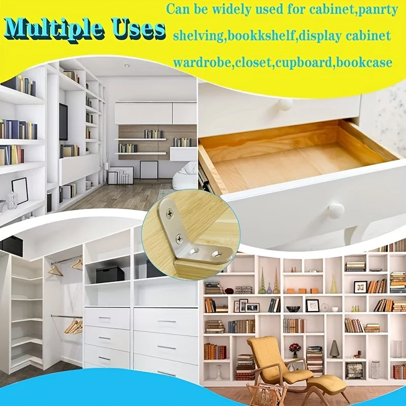 6 ชิ้นสแตนเลส 90 องศามุม L รูปวงเล็บ, 40 มิลลิเมตร X 40 มิลลิเมตร X 16 มิลลิเมตรมุมรั้ง Joint Bracket Fastener Heavy Duty โลหะ