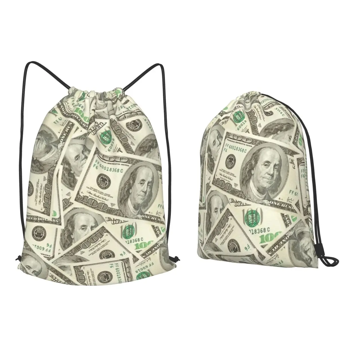 

US Dollar Banknotes Backpacks Fashion Drawstring Bags Shoes Bag Book Bags for Travel School