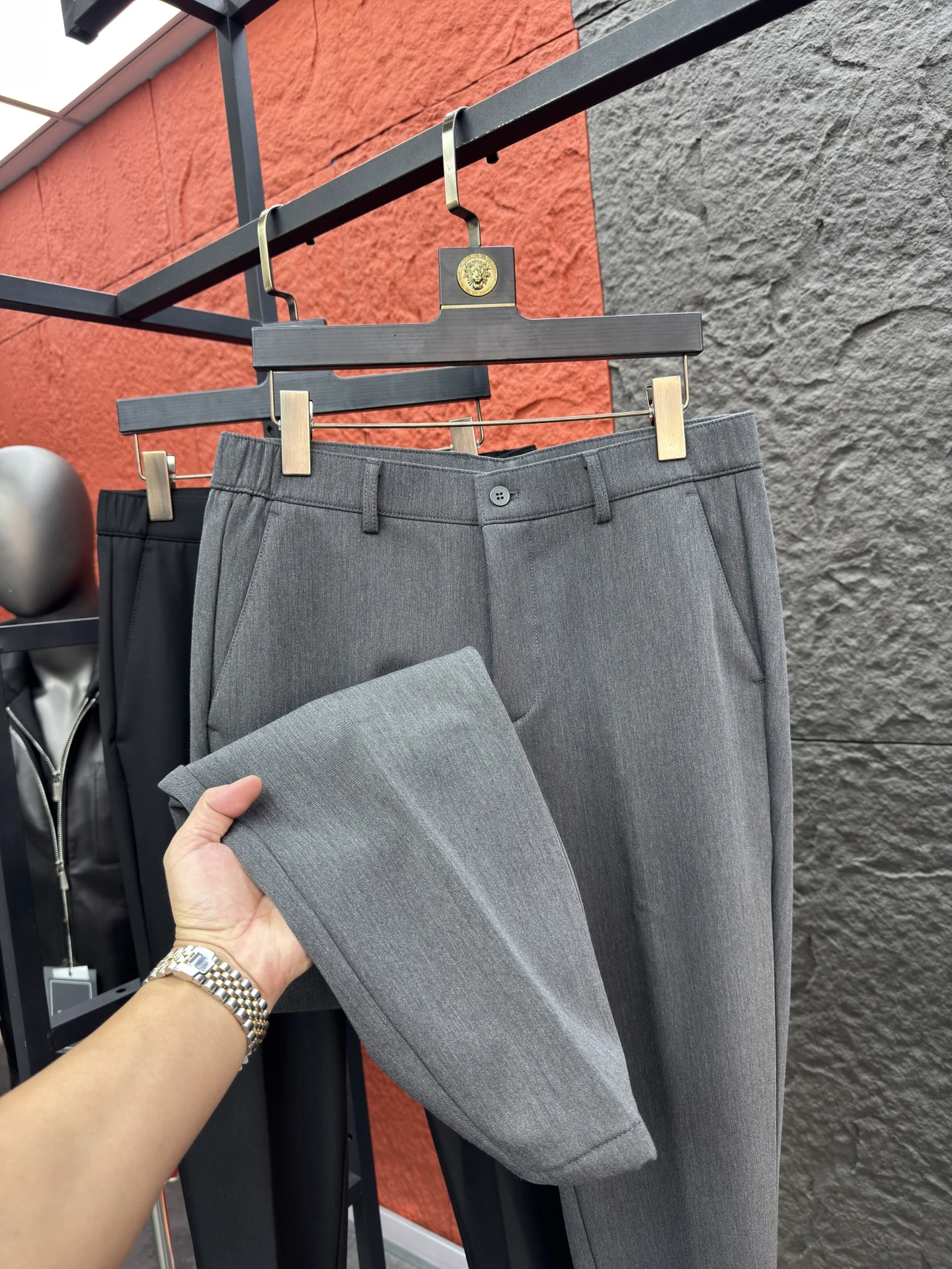 الرجال عادية Thiened Fce اصطف ثلاثية الأبعاد مصممة بناطيل تدفئة مستقيم الساق الترفيه بنطلون ألياف البوليستر منخفضة الخصر سستة