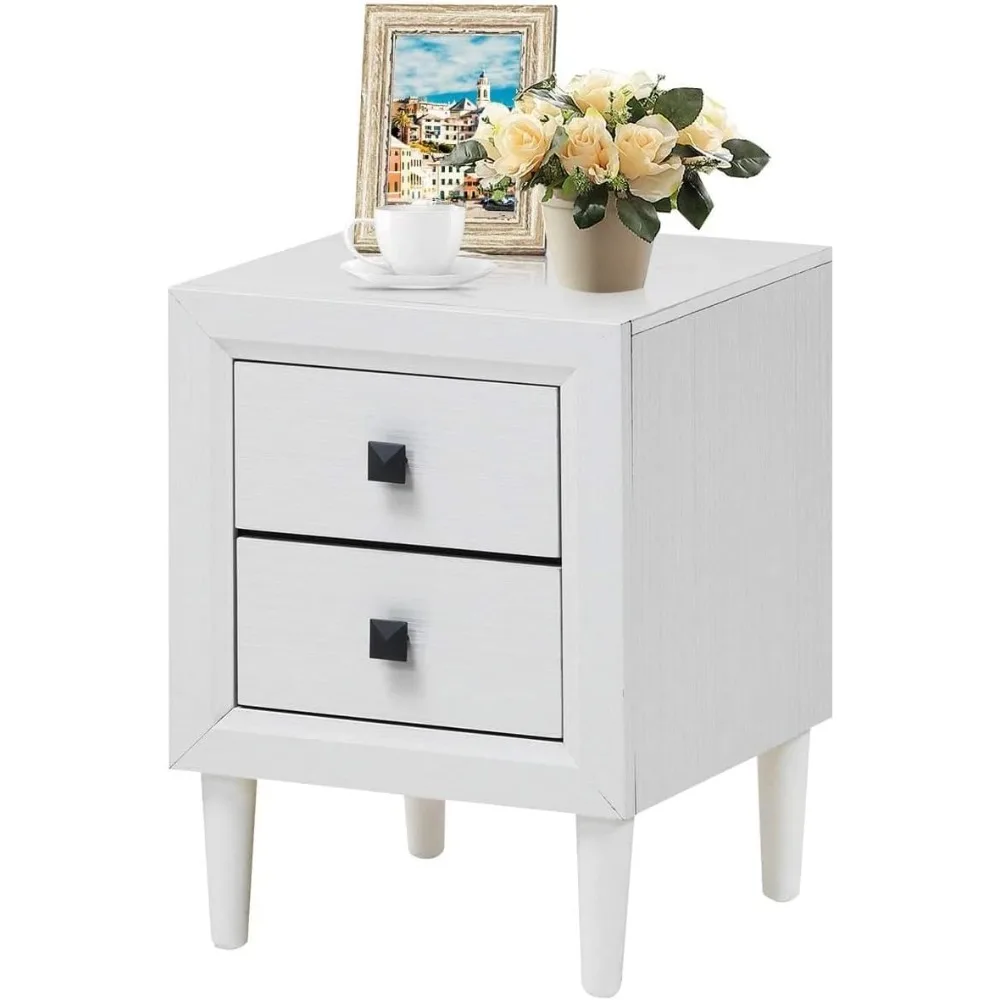

Wooden Nightstand with 2 Drawers Bedside Table Waterproof Storage Cabinet with Solid Legs No Installation for Bedroom Living