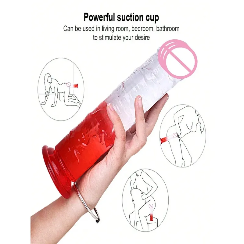 يمكن ارتداؤها دسار للمرأة الرجال شفافة كبيرة قضبان اصطناعية واقعية الشرج الجنس لعب لينة G بقعة البظر الشرج مثليه القضيب شفط كأس #5