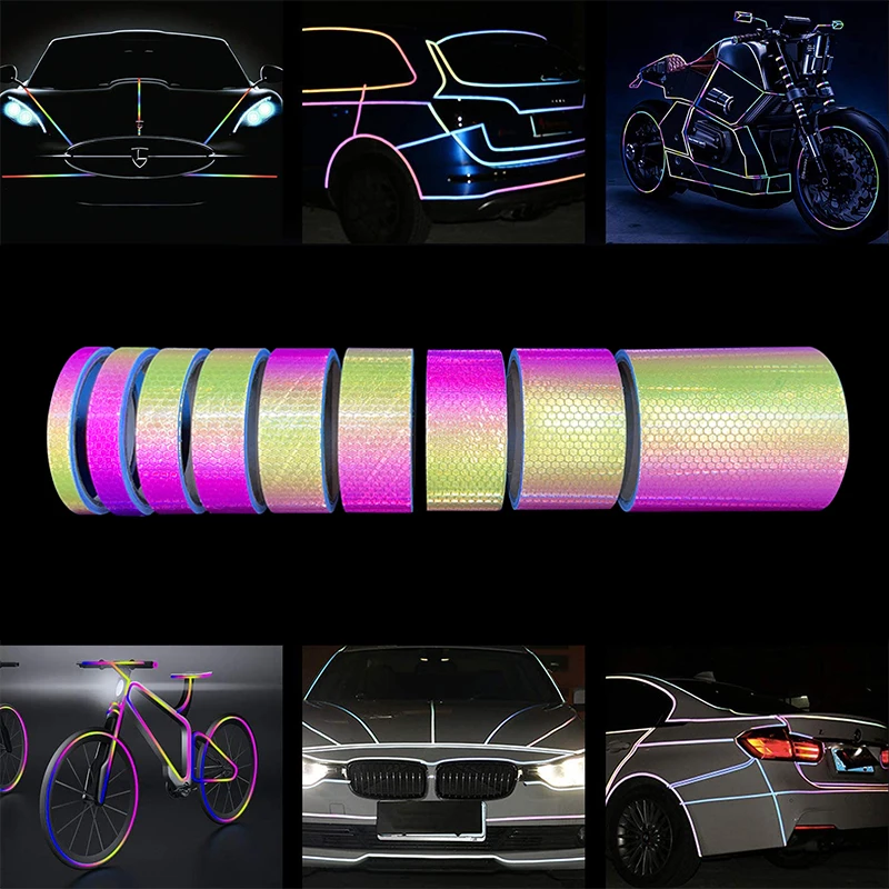 Roadstar Multi-Size Rainbow Prismatic PVC Reflective Tape  Warning Car Sticker for Road Safety RS-6490-QIC