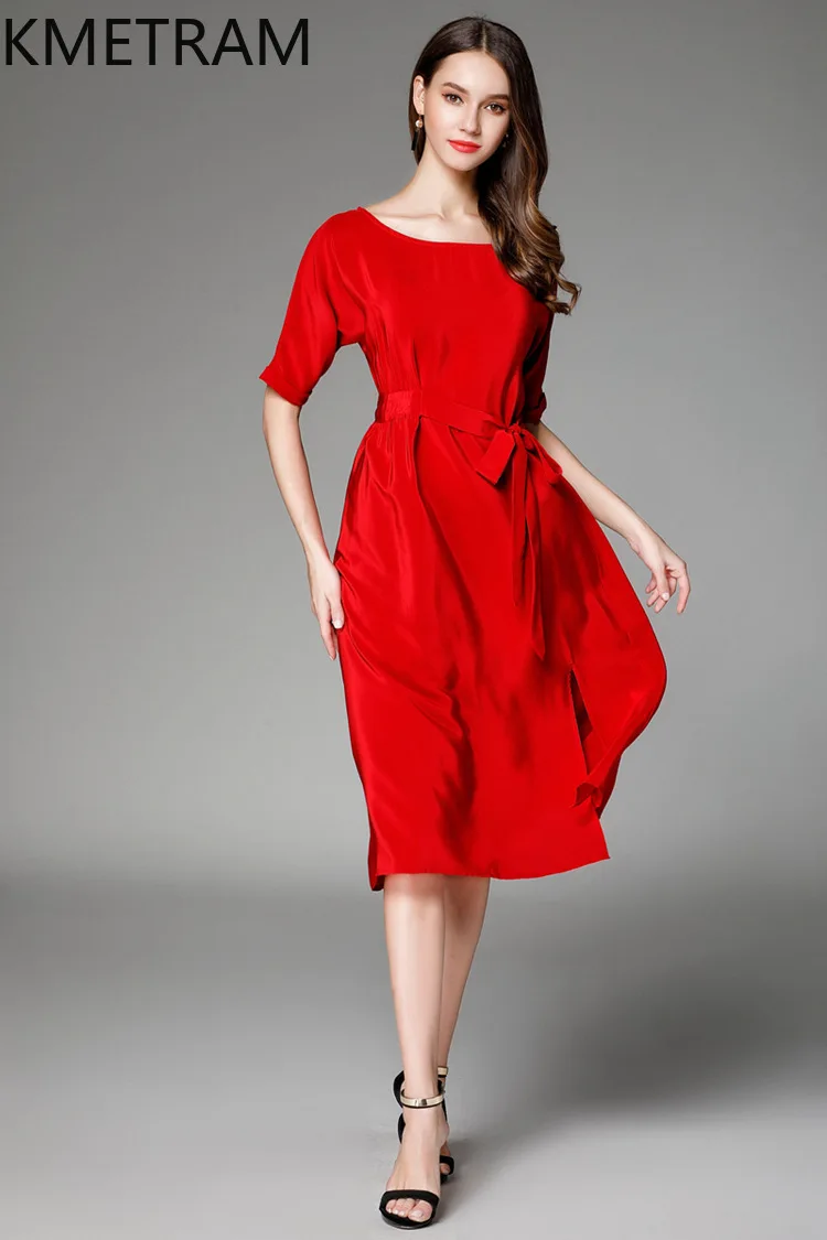 KMETRAM-Robes longues de soirée pour femmes, Mulberry Injfur s, Vêtements féminins élégants, Robe rouge d'été, Vêtements éducatifs, Nouveau, 100%, 2024